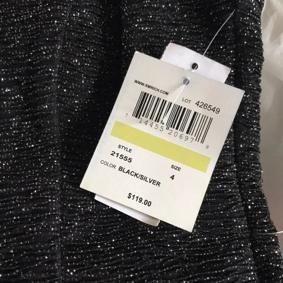 NE Nightway Black + Silver Glitter Knit Teardrop Gown - Picture 7 of 7